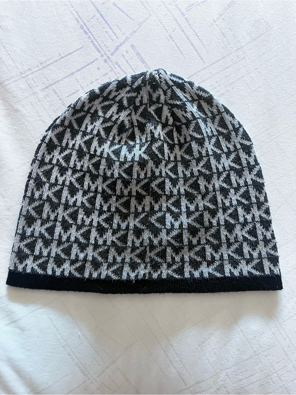 Michael Kors Monogram Knit Beanie - Black & Gray